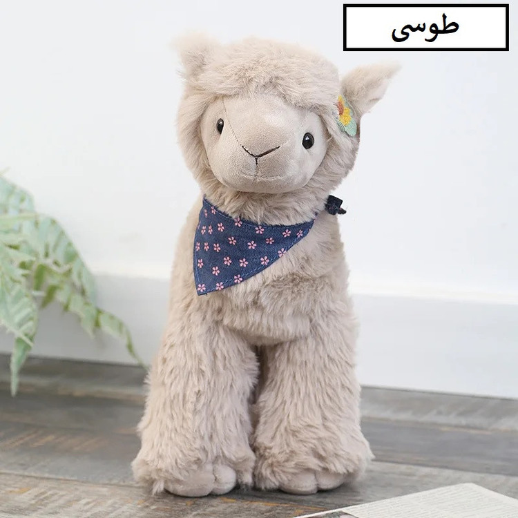 عروسک طرح بره لاما مدل گل به سر کد JIMI110 ارتفاع 35 سانتیمتر