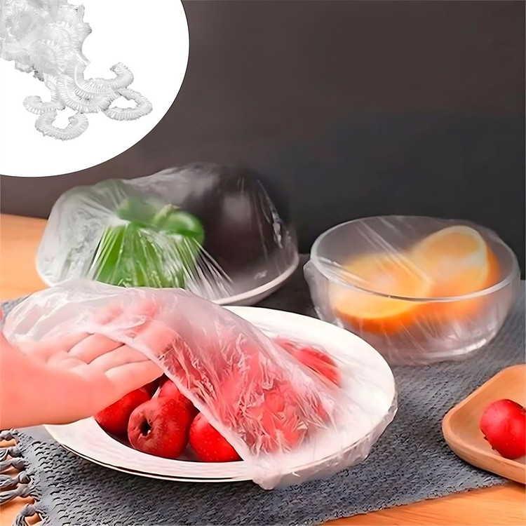 درپوش یکبار مصرف مدل محافظ غذا طرح پلاستیک کش دار مجموعه 200 عددی