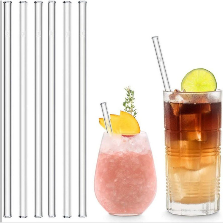 نی نوشیدنی مدل شیشه ای سایز 2 مجموعه 6 عددی